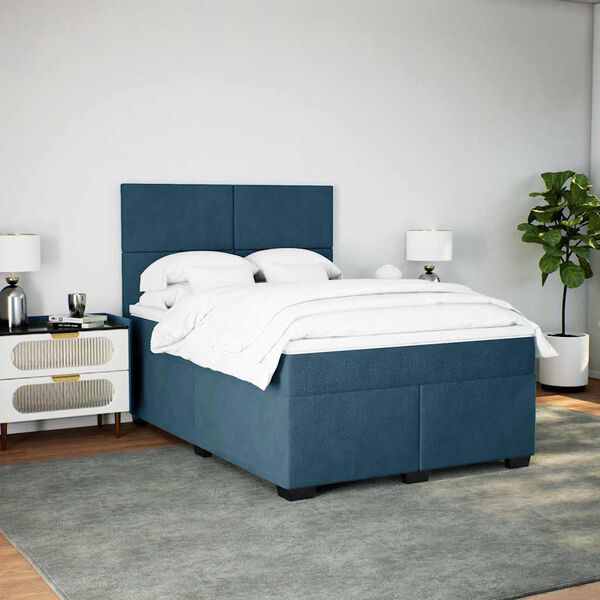 vidaXL Box spring postel s matrac&iacute; modr&aacute; 160 x 200 cm samet