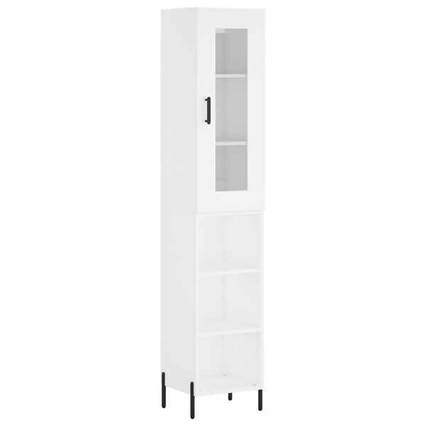 vidaXL Skř&iacute;ň highboard b&iacute;l&aacute; 34,5 x 34 x 180 cm kompozitn&iacute; dřevo