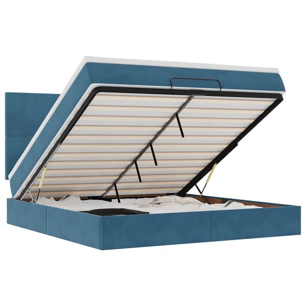 vidaXL Osmansk&yacute; r&aacute;m postele s matrac&iacute;es tmavě modr&aacute; 160x200cm samet