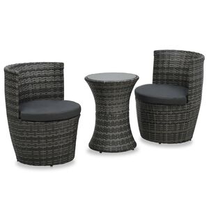 vidaXL 3d&iacute;ln&yacute; bistro set s podu&scaron;kami polyratan &scaron;ed&yacute;