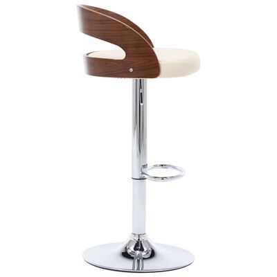 vidaXL Barové židle 2 ks krémové umělá kůže a ohýbané dřevo