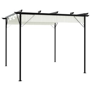vidaXL Pergola se zatahovac&iacute; střechou kr&eacute;mově b&iacute;l&aacute; 3 x 3 m ocel