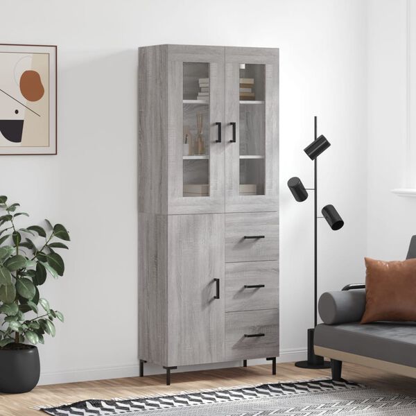 vidaXL Skř&iacute;ň highboard &scaron;ed&aacute; sonoma 69,5 x 34 x 180 cm kompozitn&iacute; dřevo
