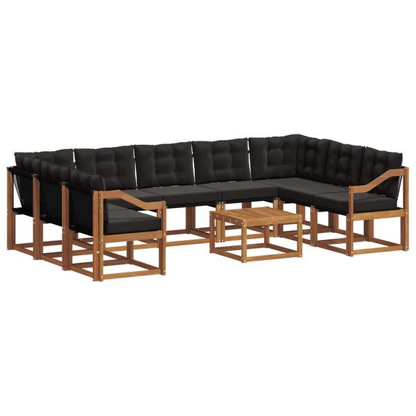 vidaXL Venkovn&iacute; pohovkov&aacute; souprava 10 pcs Přirozen&aacute; a čern&aacute;