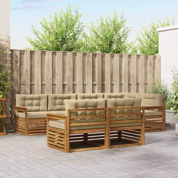 vidaXL Venkovn&iacute; pohovkov&aacute; souprava 7 pcs Přirozen&aacute; a B&eacute;žov&aacute;