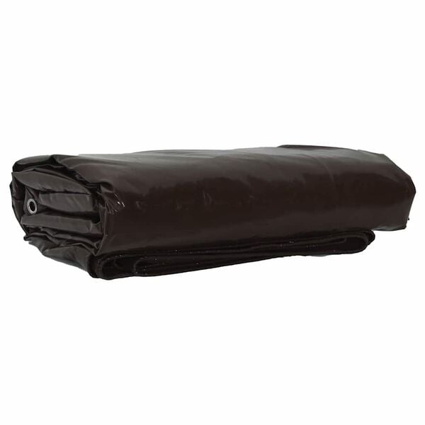 vidaXL Plachta 650g / m&sup2; Hněd&aacute; 5 x 6 m Pl&aacute;tno s PVC povrchovou &uacute;pravou