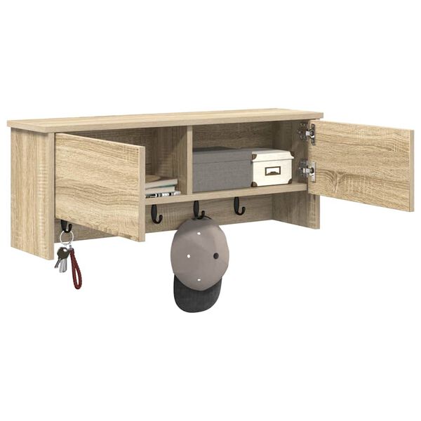 vidaXL N&aacute;stěnn&yacute; vě&scaron;&aacute;k na kab&aacute;ty s polic&iacute; Sonoma dub 80 x 20 x 30 cm