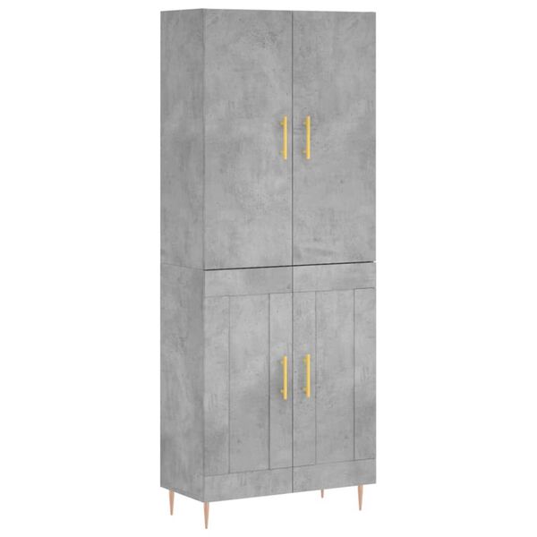 vidaXL Skř&iacute;ň highboard betonově &scaron;ed&aacute; 69,5x34x180 cm kompozitn&iacute; dřevo