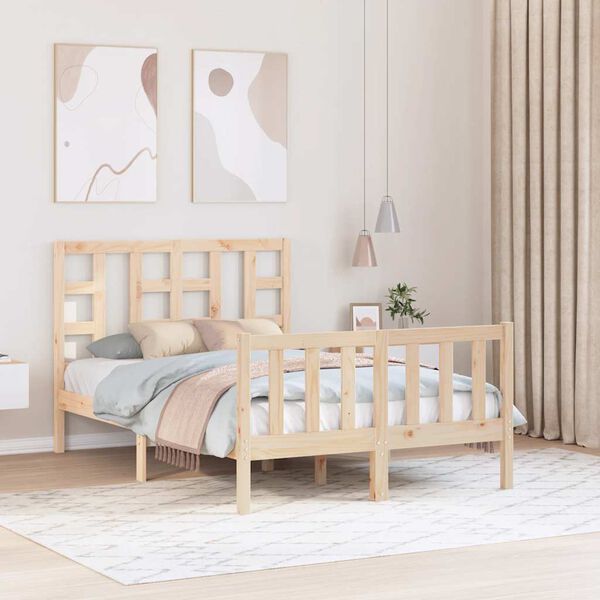 vidaXL R&aacute;m postele s čelem Small Double masivn&iacute; dřevo