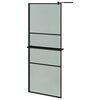 vidaXL Z&aacute;stěna do průchoz&iacute; sprchy s polic&iacute; čern&aacute; 80x195 cm ESG/hlin&iacute;k