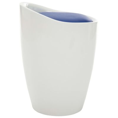 vidaXL Stolička s úložným prostorem bílá a modrá umělá kůže