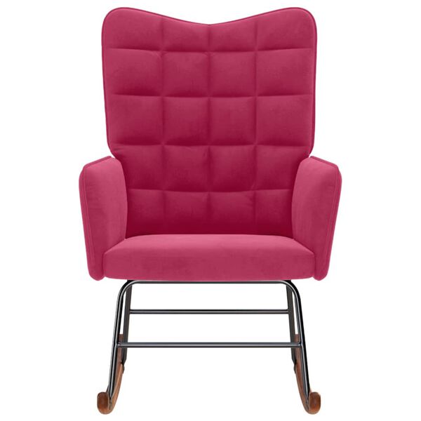 vidaXL Houpací křeslo vínové samet