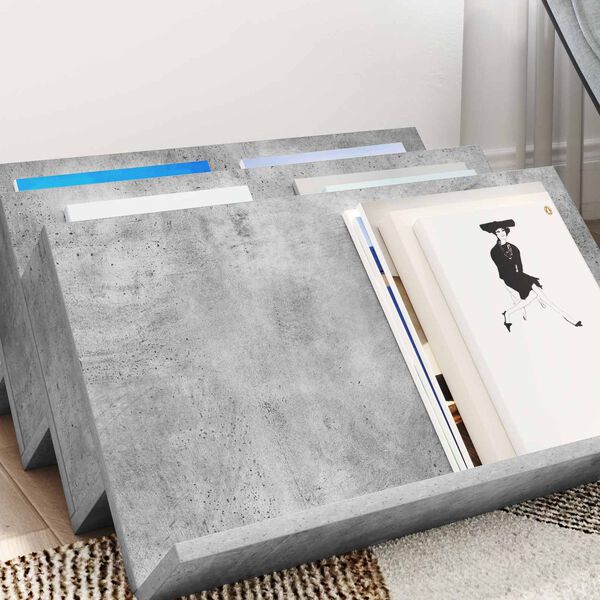 vidaXL Reg&aacute;l na časopisy s polic&iacute; Betonově &scaron;ed&aacute; 65 x 53 x 28,5 cm