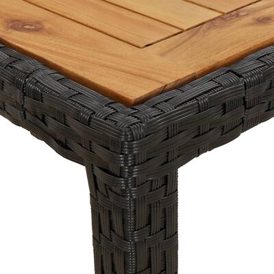 vidaXL Zahradní stůl 90 x 90 x 75 cm polyratan a akáciové dřevo černý
