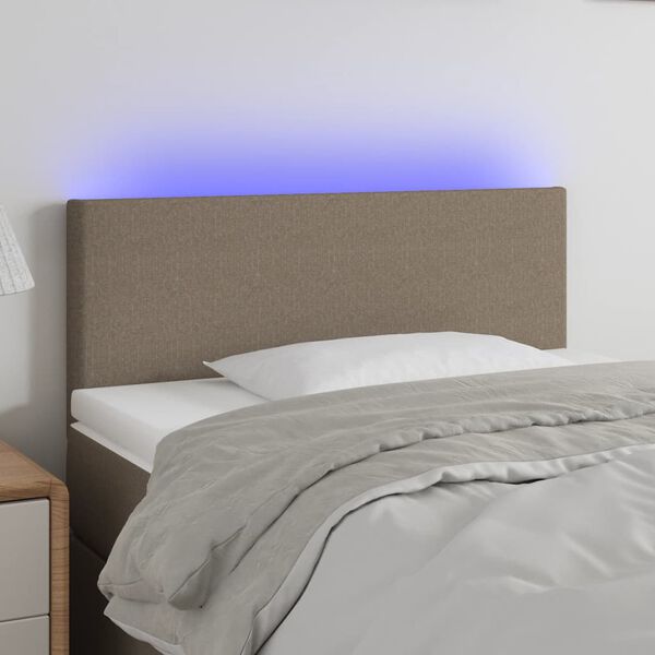 vidaXL Čelo postele s LED taupe 90x5x78/88 cm textil