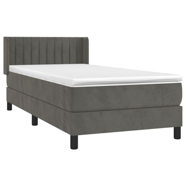 vidaXL Box spring postel s matrac&iacute; tmavě &scaron;ed&aacute; 90x190 cm samet