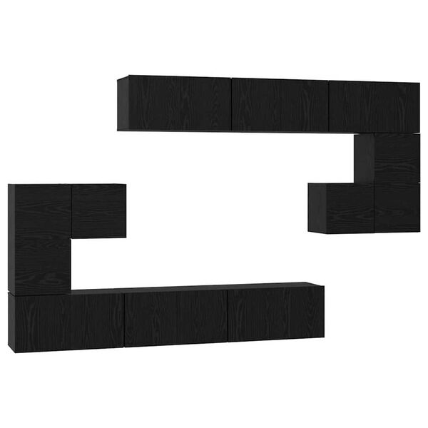 vidaXL Sestava TV skř&iacute;něk N&aacute;stěnn&yacute; 10 pcs Čern&yacute; dub kompozitn&iacute; dřevo