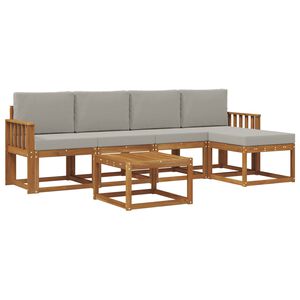 vidaXL Venkovn&iacute; pohovkov&aacute; souprava 6 pcs Př&iacute;rodn&iacute; a světle &scaron;ed&aacute;