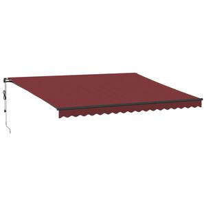 vidaXL Automatick&aacute; zatahovac&iacute; mark&yacute;za s LED burgundsk&aacute; 450 x 350 cm