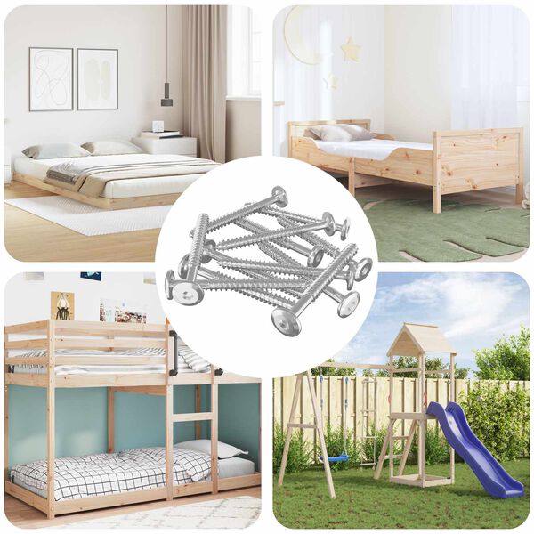 vidaXL Dřevěn&eacute; &scaron;rouby 12 pcs Stř&iacute;brn&aacute; M6 x 70 mm Ocel