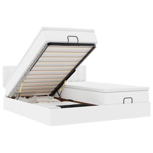 vidaXL Osmansk&yacute; r&aacute;m postele s matrac&iacute; b&iacute;l&yacute; 180x200cm uměl&aacute; kůže