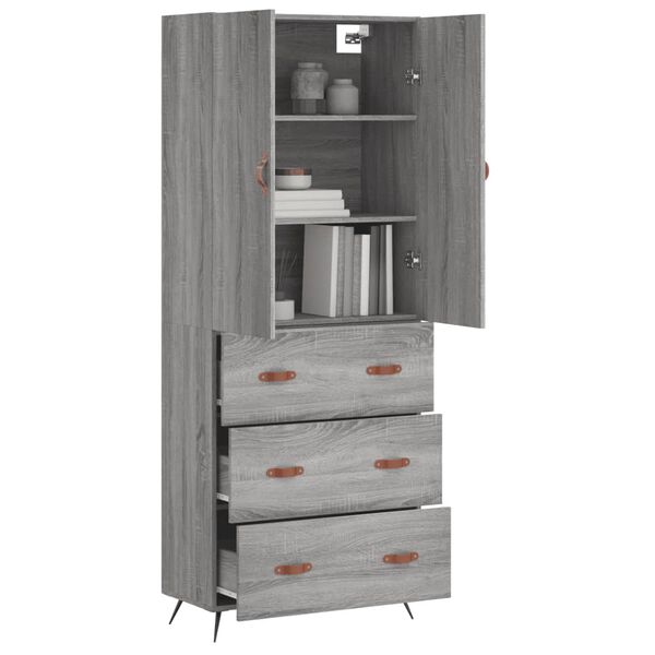 vidaXL Skř&iacute;ň highboard &scaron;ed&aacute; sonoma 69,5 x 34 x 180 cm kompozitn&iacute; dřevo