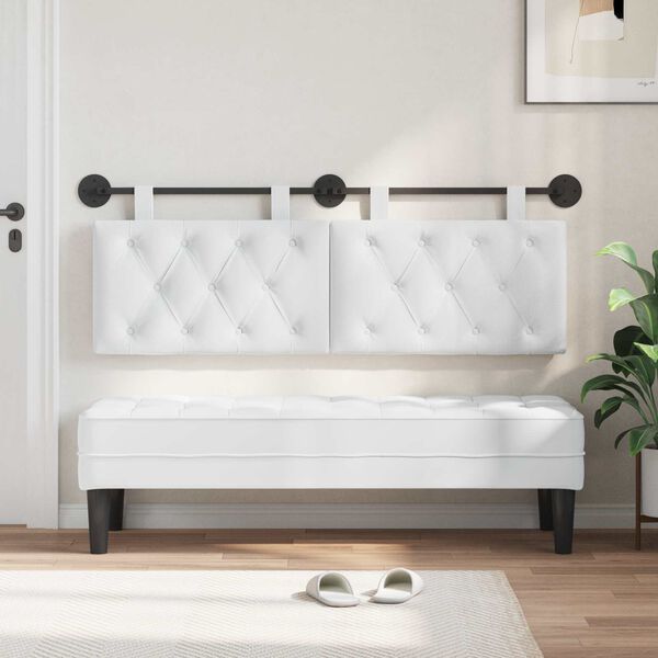 vidaXL Z&aacute;věsn&aacute; čeln&iacute; deska N&aacute;stěnn&yacute; B&iacute;l&yacute; 130 x 55 x 7 cm textil