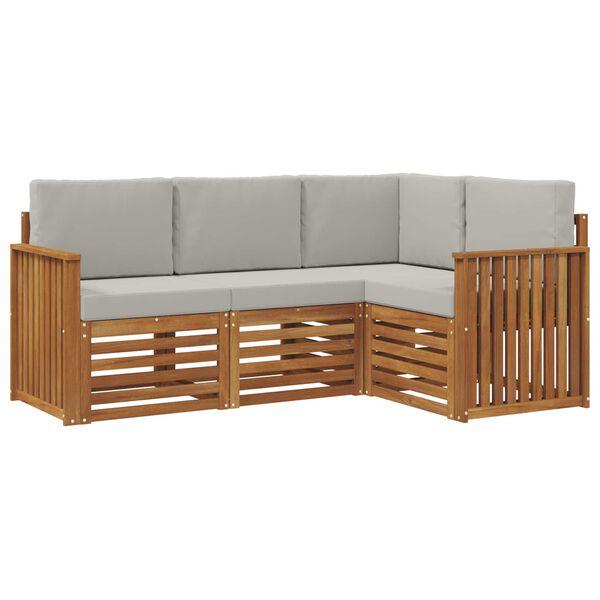 vidaXL Sedac&iacute; soupravy s pol&scaron;t&aacute;řem 4 pcs Př&iacute;rodn&iacute; a světle &scaron;ed&aacute;