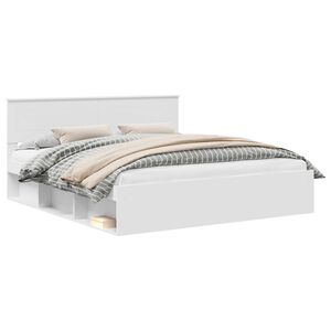 vidaXL R&aacute;m postele s čelo B&iacute;l&aacute; 200 x 200 cm Kompozitn&iacute; dřevo