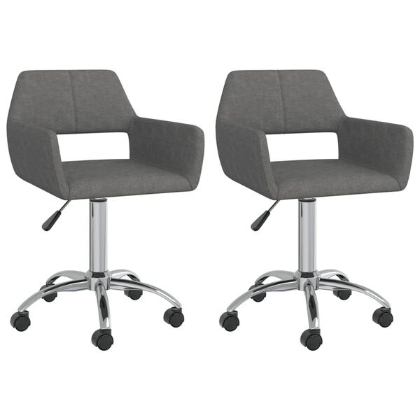 vidaXL Otočn&eacute; j&iacute;deln&iacute; židle 2 ks tmavě &scaron;ed&eacute; textil