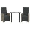 vidaXL 3d&iacute;ln&yacute; bistro set s podu&scaron;kami &scaron;ed&yacute; polyratan