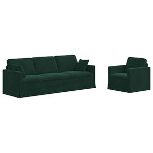vidaXL Set pohovek 2 pcs Tmavě zelen&aacute; 228 x 78 x 80 cm samet