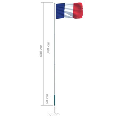 vidaXL Francouzská vlajka a stožár hliník 4 m