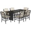 vidaXL 7dílný zahradní jídelní set s poduškami černý polyratan