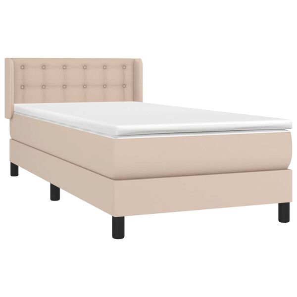 vidaXL Box spring postel s matrac&iacute; cappuccino 100x200 cm uměl&aacute; kůže