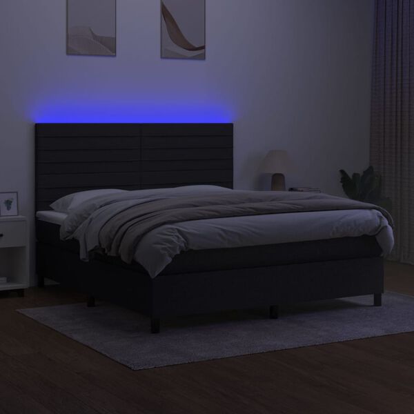 vidaXL Box spring postel s matrac&iacute; a LED čern&aacute; 160x200 cm textil