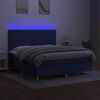 vidaXL Box spring postel s matrac&iacute; a LED modr&aacute; 180x200 cm textil