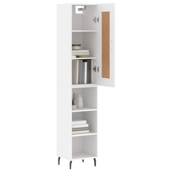 vidaXL Skř&iacute;ň highboard b&iacute;l&aacute; 34,5 x 34 x 180 cm kompozitn&iacute; dřevo