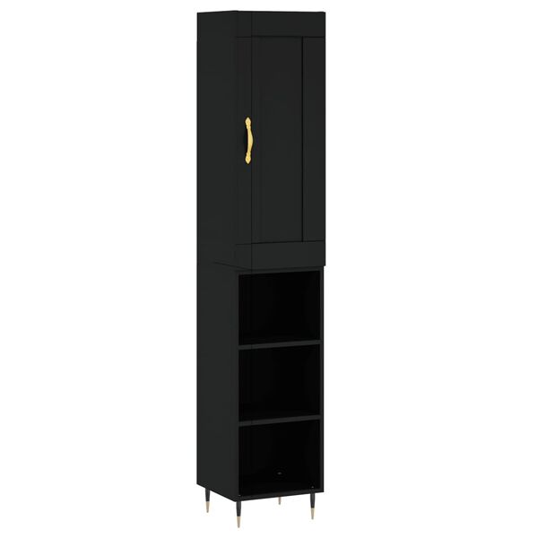 vidaXL Skř&iacute;ň highboard čern&aacute; 34,5 x 34 x 180 cm kompozitn&iacute; dřevo