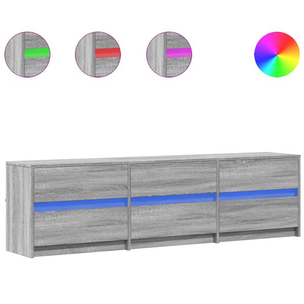 vidaXL TV skříňka s LED šedá sonoma 180 x 30 x 50 cm kompozitní dřevo