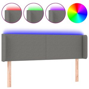 vidaXL Čelo postele s LED tmavě &scaron;ed&eacute; 147 x 16 x 78/88 cm textil