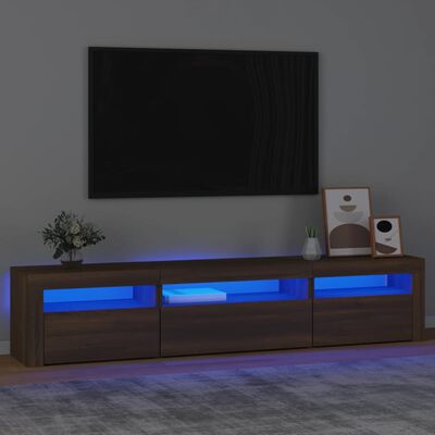 vidaXL TV skříňka s LED osvětlením hnědý dub 195x35x40 cm