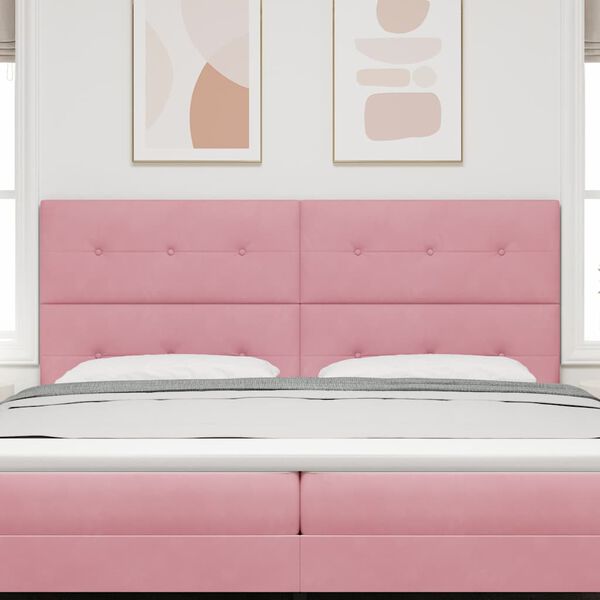 vidaXL LED hlavov&aacute; deska s LED p&aacute;sov&yacute;mi světly Růžov&aacute; 200 cm Polyester