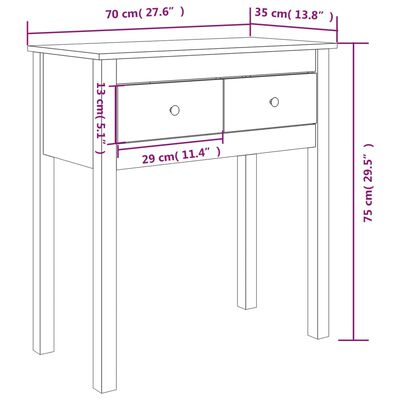 vidaXL Konzolový stolek 70 x 35 x 75 cm masivní borové dřevo