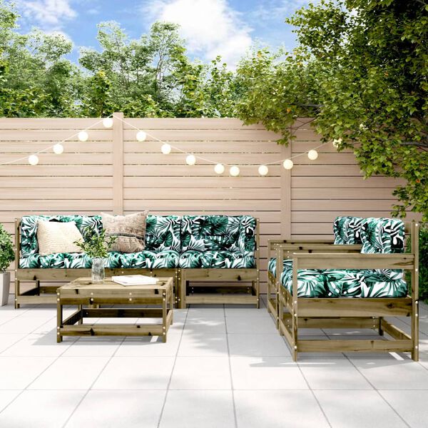 vidaXL 6d&iacute;ln&aacute; zahradn&iacute; sedac&iacute; souprava a podu&scaron;ky impregnovan&aacute; borovice