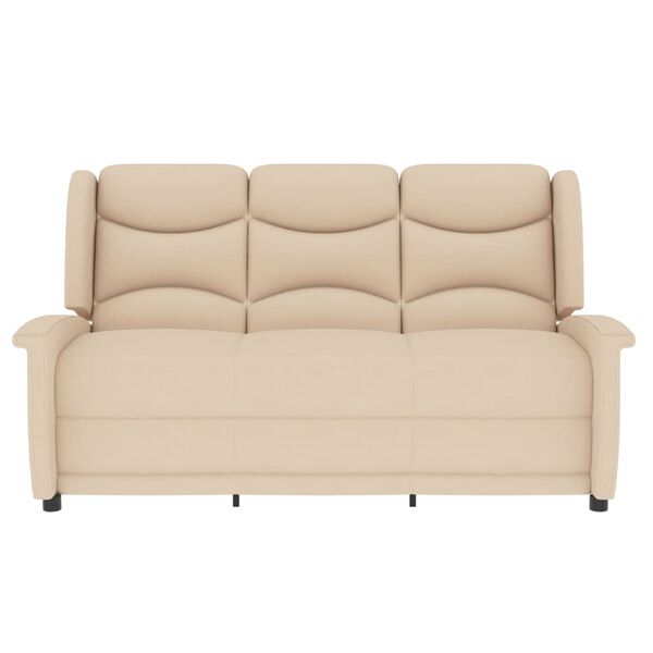 vidaXL 3místné masážní polohovací křeslo krémové textil