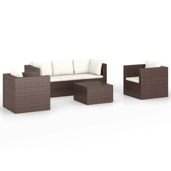 vidaXL 4d&iacute;ln&aacute; zahradn&iacute; sedac&iacute; souprava s podu&scaron;kami polyratan hněd&aacute;