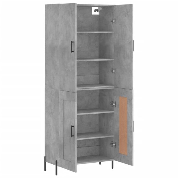 vidaXL Skř&iacute;ň highboard betonově &scaron;ed&aacute; 69,5x34x180 cm kompozitn&iacute; dřevo