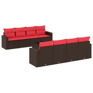 vidaXL 9d&iacute;ln&aacute; zahradn&iacute; sedac&iacute; souprava s podu&scaron;kami hněd&aacute; polyratan