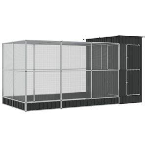 vidaXL Voli&eacute;ra s př&iacute;stavbou stř&iacute;brn&aacute; 416 x 203 x 216 cm ocelov&aacute;